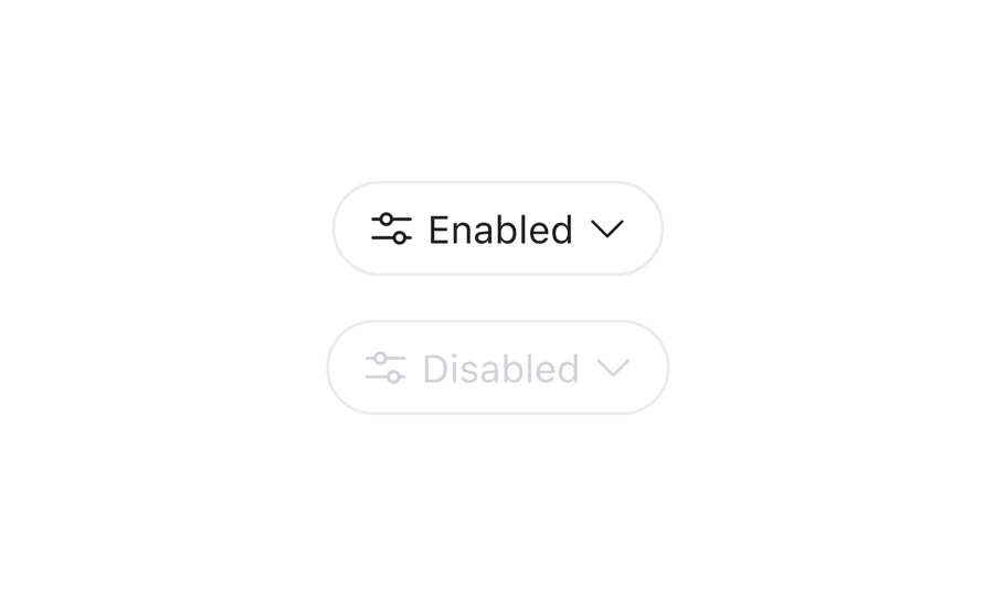 chip filter options disabled